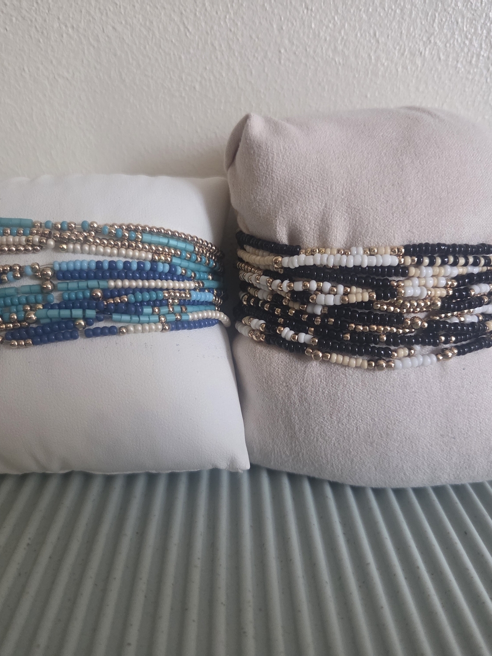 Beaded Stackable Bracelets - Blue & Black Mix